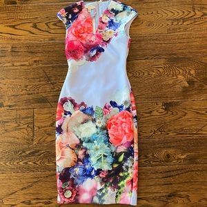 Ted Baker Focus Bouquet Neoprene Dress Size 1